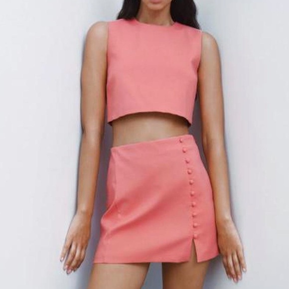 Zara Coral Crop Top and Skirt Set - Picture 12 of 13